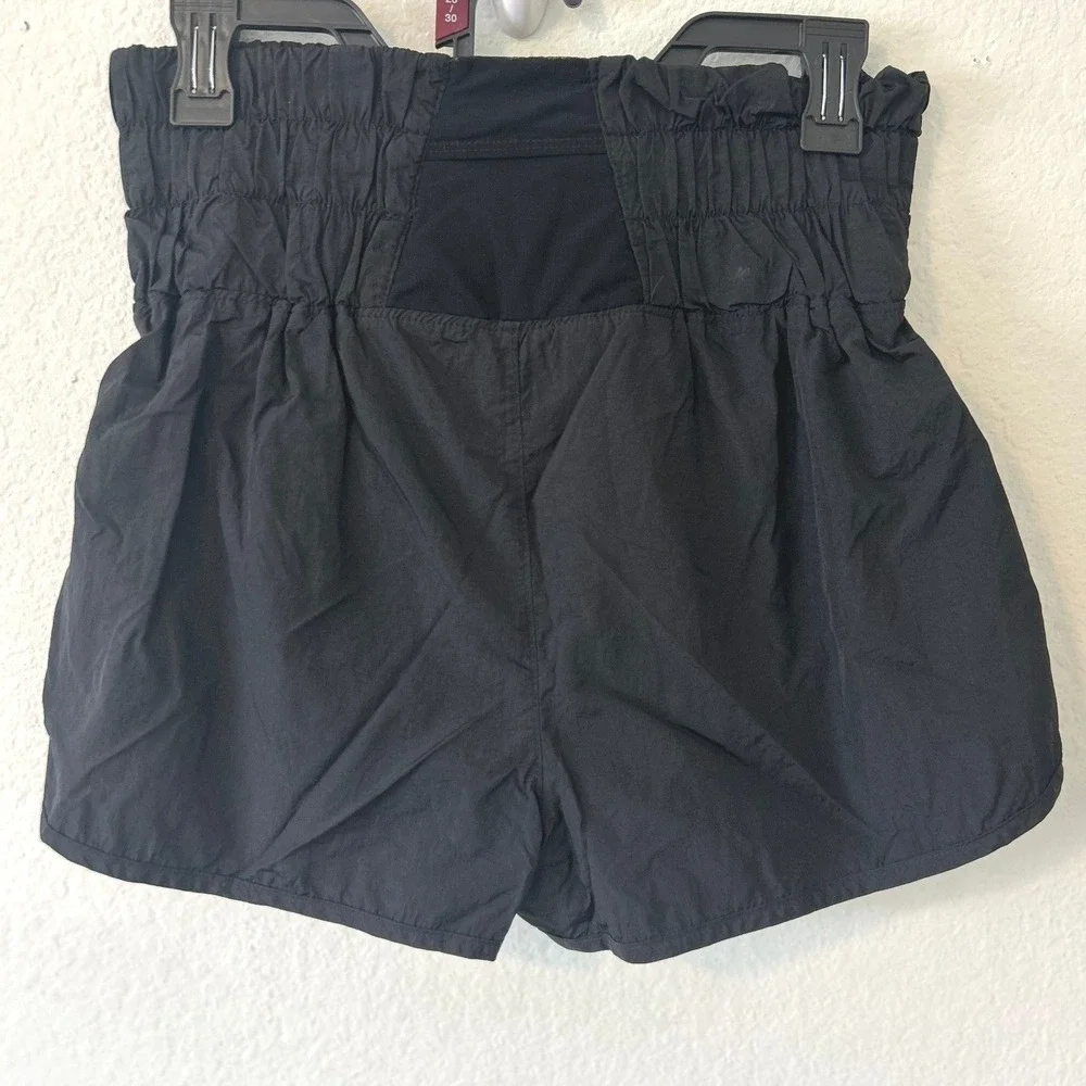 FP Movement Free People The Way Home Shorts Black High Rise Smocked Waist Sz M